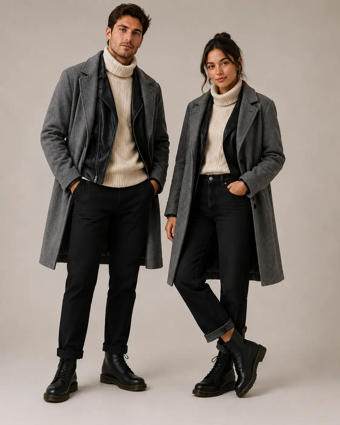 Winter-ready leather jacket outfit